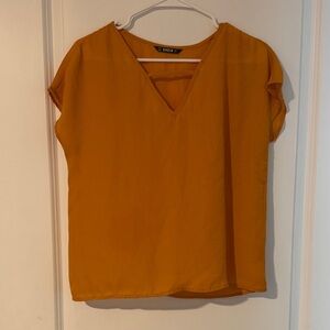 SHEIN Golden Yellow V-Neck Blouse